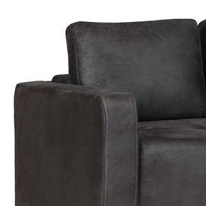 Ecksofa Noir (mit Schlaffunktion) Lederoptik Schwarz - Longchair davorstehend rechts