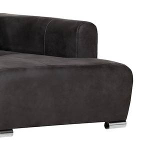 Ecksofa Noir (mit Schlaffunktion) Lederoptik Schwarz - Longchair davorstehend rechts