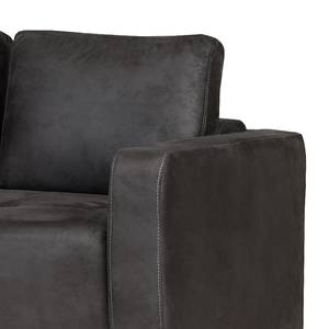 Ecksofa Noir (mit Schlaffunktion) Lederoptik Schwarz - Longchair davorstehend links