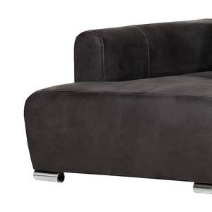 Ecksofa Noir (mit Schlaffunktion) Lederoptik Schwarz - Longchair davorstehend links