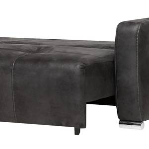 Ecksofa Noir (mit Schlaffunktion) Lederoptik Schwarz - Longchair davorstehend links