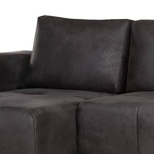 Ecksofa Noir (mit Schlaffunktion) Lederoptik Schwarz - Longchair davorstehend links