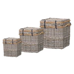 Boîte de rangement Lot de 3 - Kalea Datuk - rotin / gris