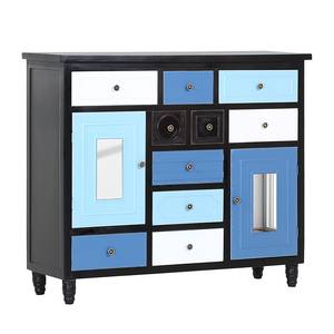 Sideboard Blu deels massief sparrenhout zwart/blauw