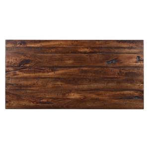 Eettafel Camibar II massief oud hout/metaal - donkerbruin/zilverkleurig