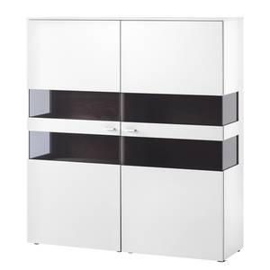 Highboard Anzio Mat wit/Knoestig notenboomhout - Zonder verlichting