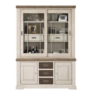 Buffetschrank Cabana I inkl. Beleuchtung - Akazie teilmassiv / Rattan - French White / Wagon Grey