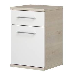 Armoire basse Fresh Line Imitation pin Ida clair / Blanc brillant - Hauteur : 53 cm