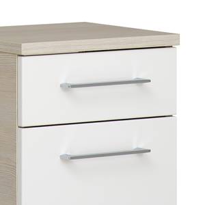 Armoire basse Fresh Line Imitation pin Ida clair / Blanc brillant - Hauteur : 53 cm