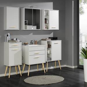 Meuble lavabo Oslo Partiellement en hêtre massif - Blanc mat - Largeur : 60 cm