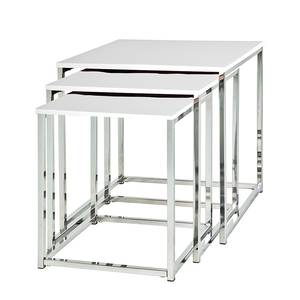 Tables gigognes Robby (lot de 3) Chrome / Blanc brillant