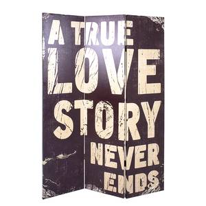 Paravent Love Story Marron - Textile - Bois/Imitation - 120 x 180 x 3 cm