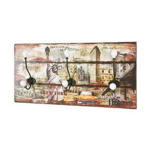 Appendiabiti da parete Vizela Vintage Beige - Marrone - Materiale a base lignea - Metallo - 60 x 30 x 12 cm