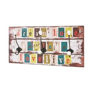 Porte-manteaux mural Leiria Vintage Multicolore - Bois manufacturé - Métal - 60 x 30 x 12 cm