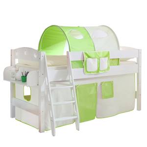 Lit surélevé Kenny Classic Pin massif / Tissu Blanc Beige Vert