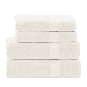 Set de 4 serviettes de toilette Deluxe Étoffe de coton - Crème