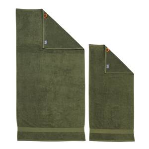 Set de 4 serviettes de toilette Deluxe Étoffe de coton - Vert foncé