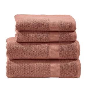 Set de 4 serviettes de toilette Deluxe Étoffe de coton - Corail