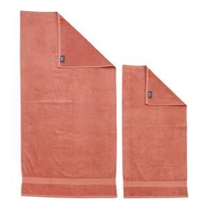 Set de 4 serviettes de toilette Deluxe Étoffe de coton - Corail