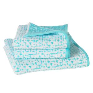 Handdoeken Jackson (3-delige set) katoen - Turquoise/wit