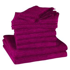 Handdoeken Wave (12-delige set) katoen - Fuchsia