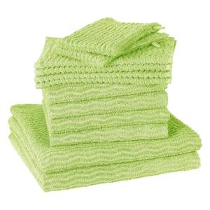 Handdoeken Wave (12-delige set) katoen - Pistache groen