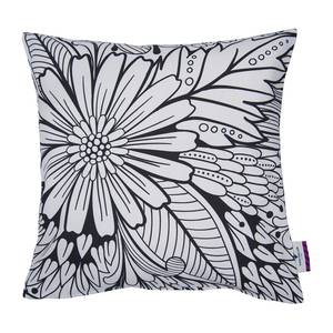 Kussensloop T-Black Flowers katoen - wit / zwart