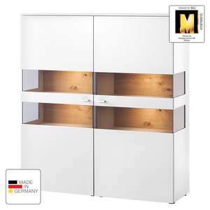 Highboard Anzio Mat wit/Balkeneikenhout - Met verlichting