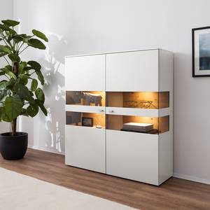 Highboard Anzio Matt Weiß / Balkeneiche - Mit Beleuchtung