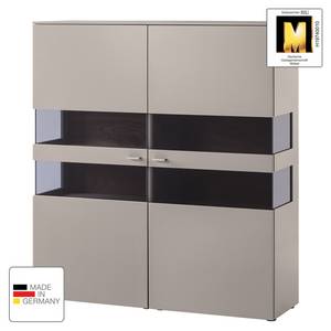 Highboard Anzio Mat fango/Knoestig notenboomhout - Zonder verlichting