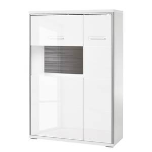 Credenza Kushiro II Bianco lucido/Grigio - Anta in vetro a sinistra