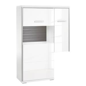 Buffet Kushiro III Blanc brillant / Gris - Porte en verre à gauche