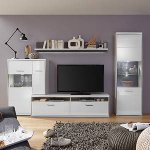 Credenza Kushiro III Bianco lucido/Grigio - Anta in vetro a sinistra