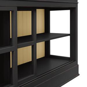 Highboard Azjana Pinie teilmassiv - Schwarz / Pinie Creme