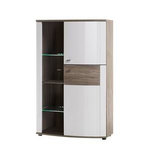 Highboard Beethoven Hochglanz Weiß/Eiche Sanremo Dekor