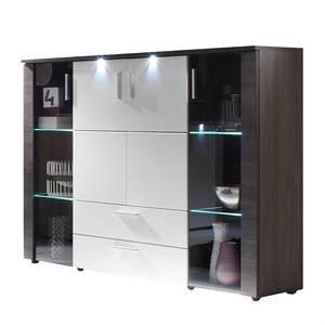 Highboard Bormo (inkl. Beleuchtung) Weiß / Esche Grau Dekor