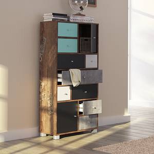 Highboard Danu Panama eikenhouten look/bont - Panama eikenhouten look/meerkleurig