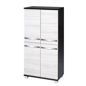 Kleine kast Dusty antracietkleurig/gekalkte eikenhouten look - Wit eikenhout/