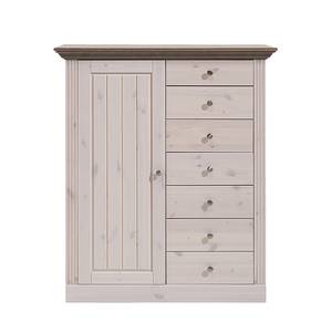 Highboard Lyngby massief grenenhout - Grenenhout wit/Grenenhout steengrijs