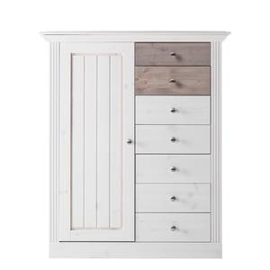 Highboard Lyngby II massief grenenhout - wit/truffelkleurig grenenhout