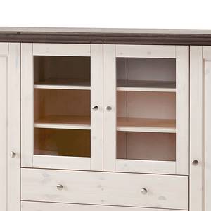 Highboard Lyngby massief grenenhout - Wit grenenhout/grijs grenenhout