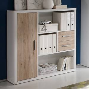 Highboard Nestor hoogglans wit/San Remo eikenhouten look