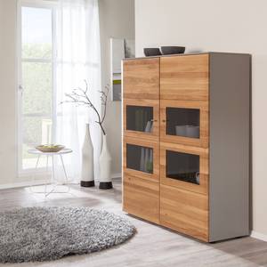 Highboard Solano I Asteiche / Platingrau - Mit Beleuchtung