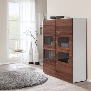 Highboard Solano I Nussbaum / Weiß - Mit Beleuchtung