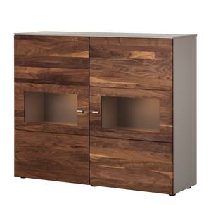 Highboard Solano III Nussbaum / Platingrau - Mit Beleuchtung