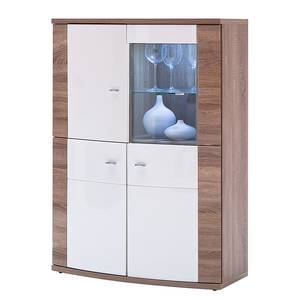 Highboard Sunja hoogglans wit/truffeleikenhouten look