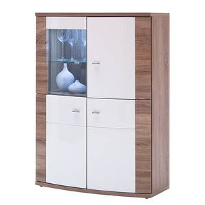 Highboard Sunja hoogglans wit/truffeleikenhouten look