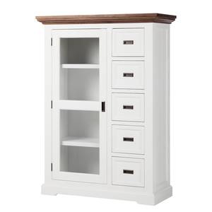 Buffet haut Gomera Acacia partiellement massif - Blanc / Marron