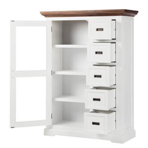 Highboard Gomera Akazie teilmassiv - Weiß / Braun