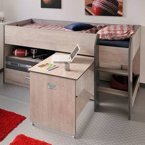 Hoogslaper Fabric I grijze essenhouten look met decoratieve print